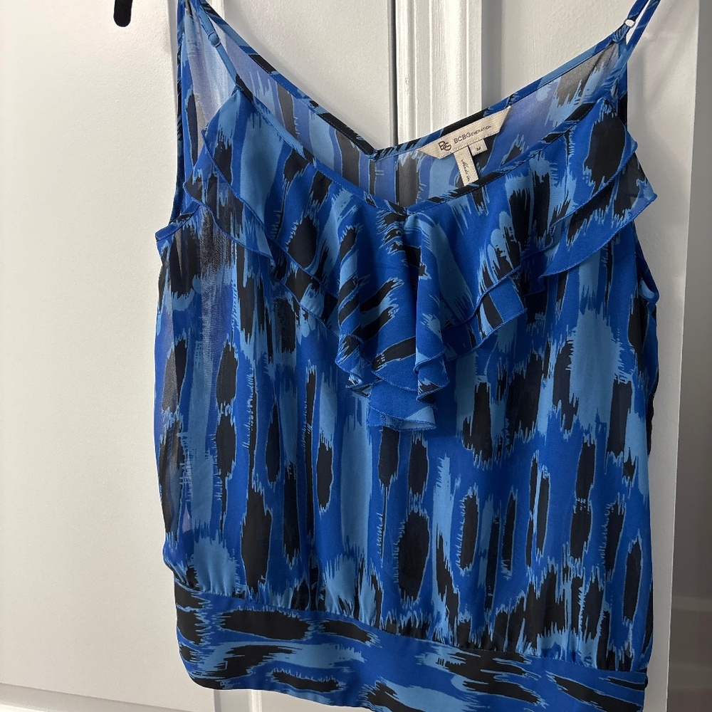 BCBG Generation Blue and Black Top